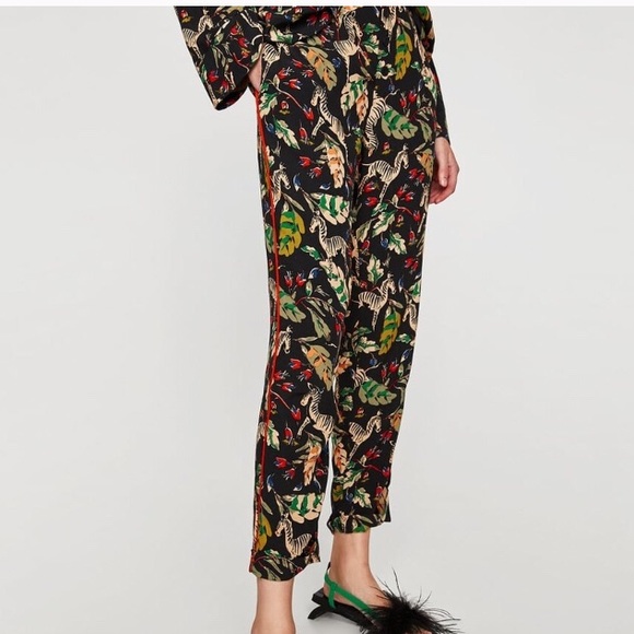 zebra print trousers zara